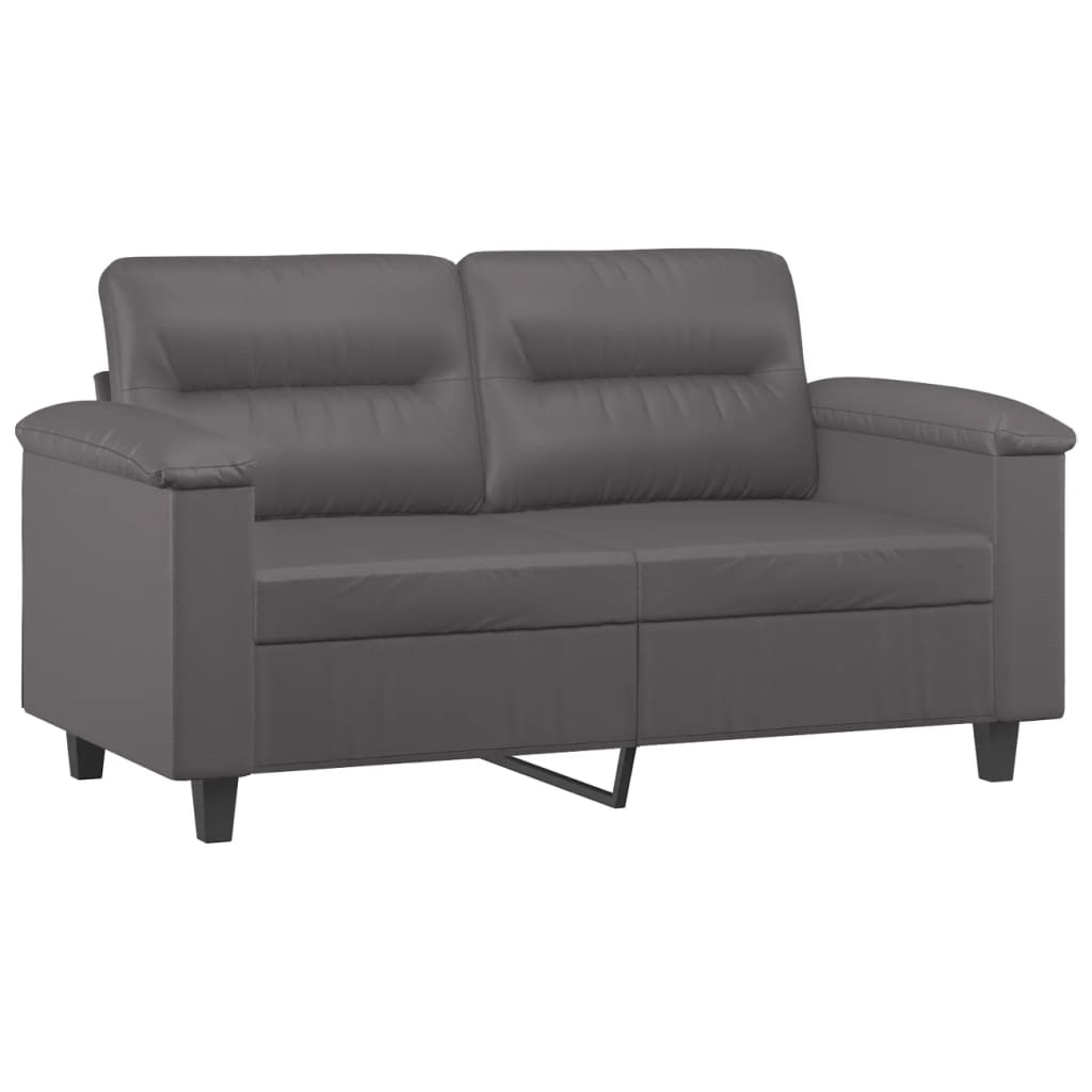 Canapé 2 places gris 120 cm simili cuir