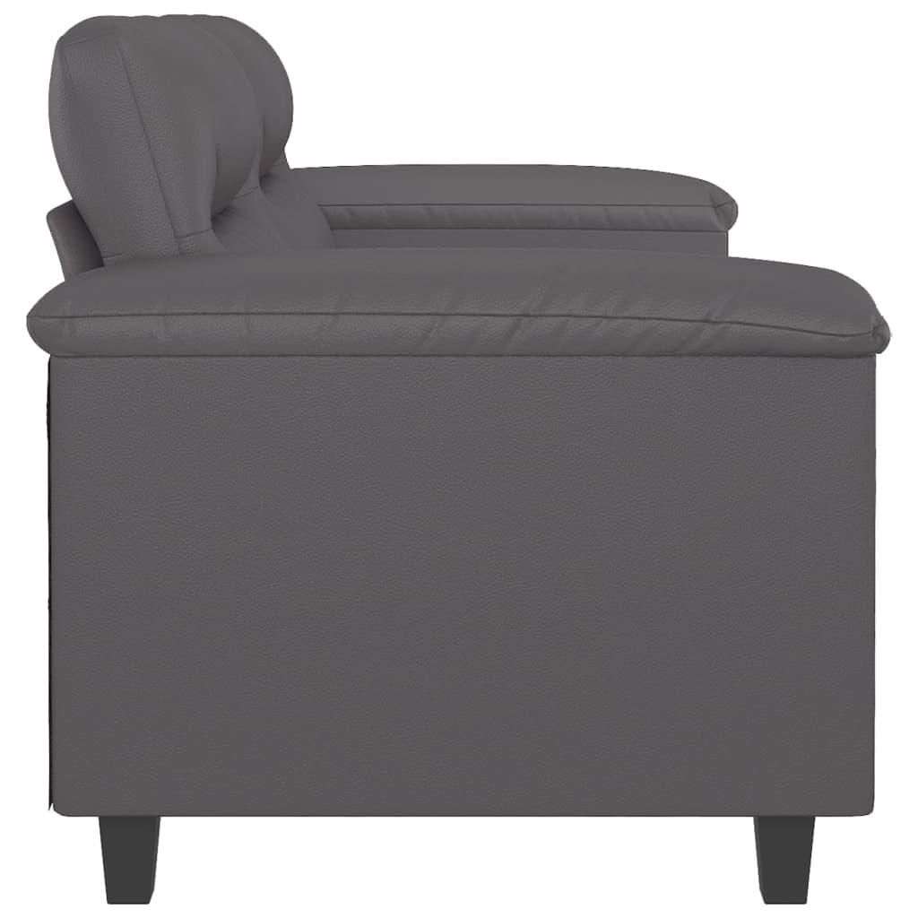 Canapé 2 places gris 120 cm simili cuir