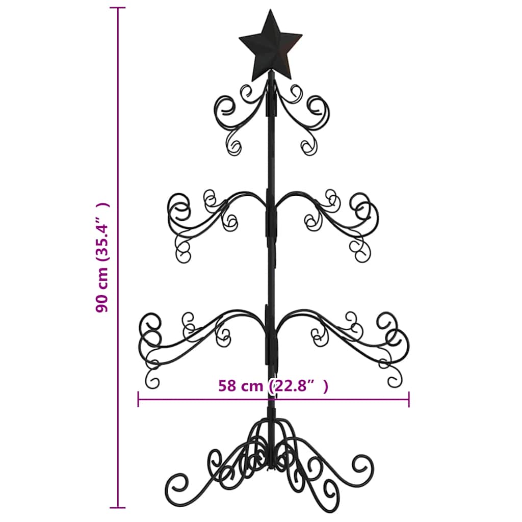 Metall-Weihnachtsbaum für Dekorationen Schwarz 90 cm