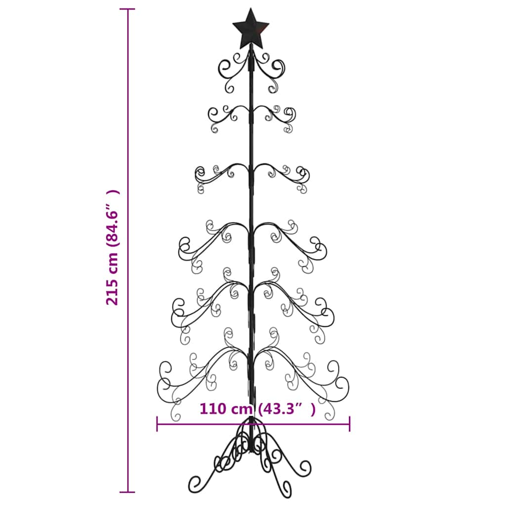 Metall-Weihnachtsbaum für Dekorationen Schwarz 215 cm