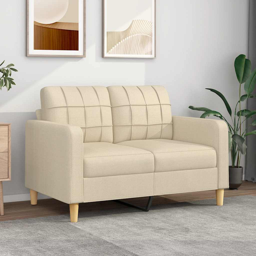 2-seater sofa cream 120 cm fabric