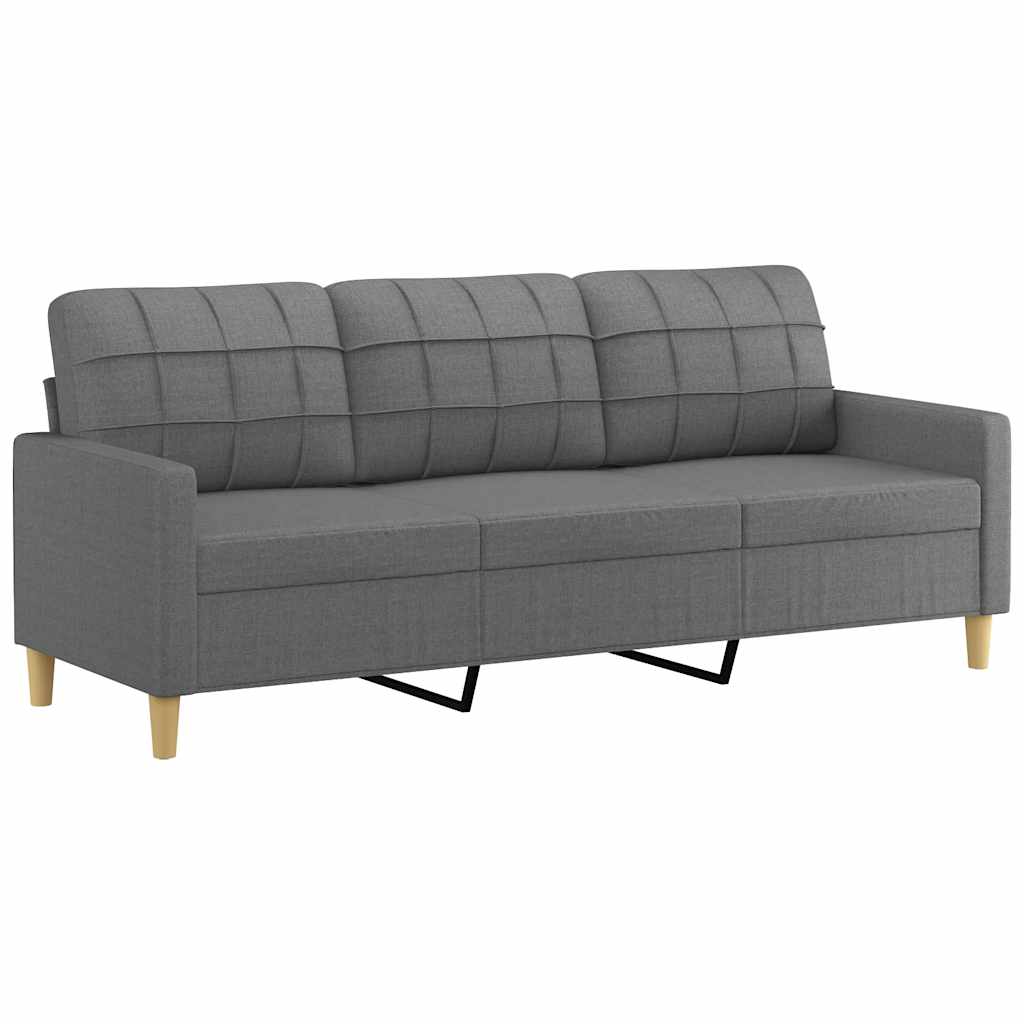 Canapé 3 places tissu gris foncé 180 cm