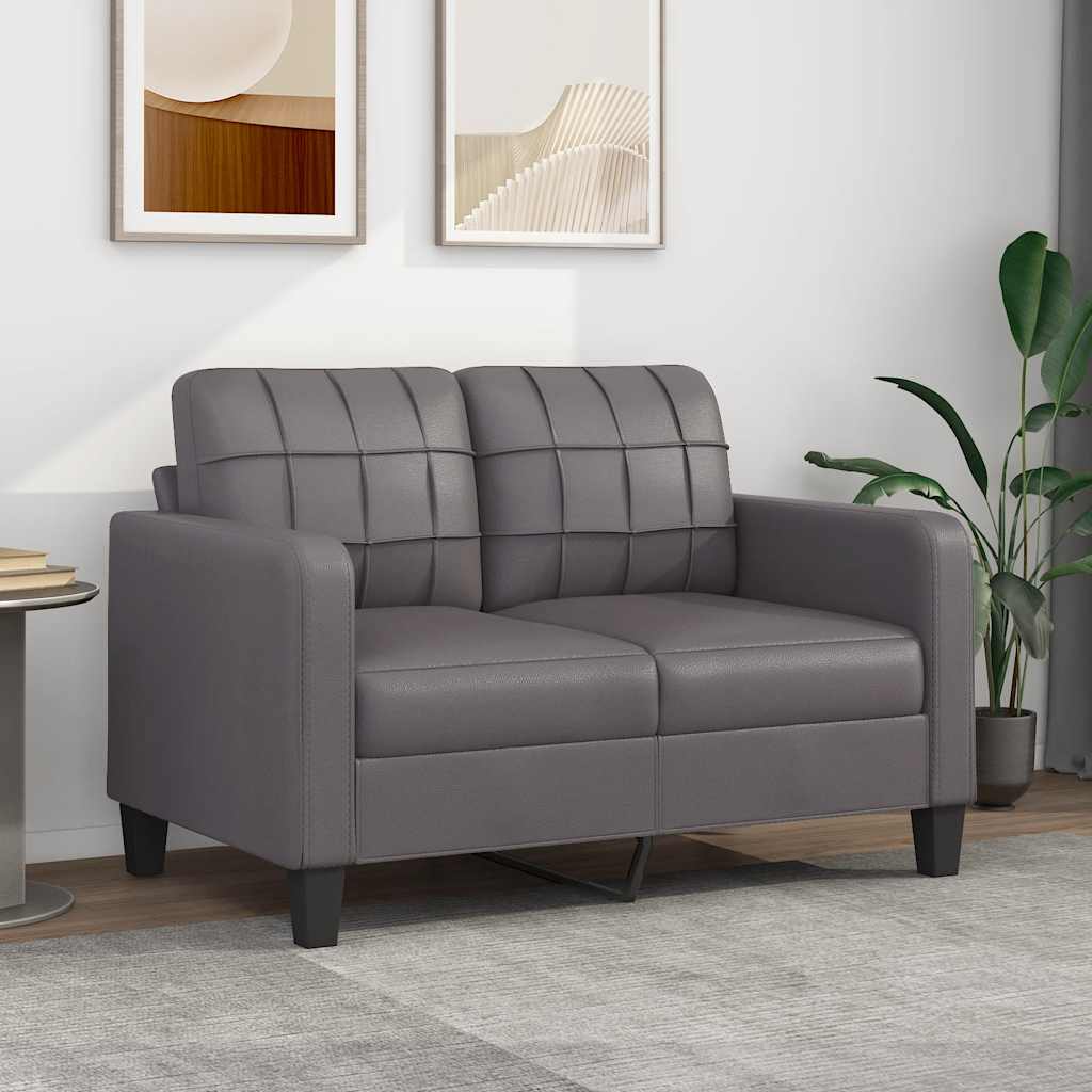 2-seater sofa grey 120 cm faux leather