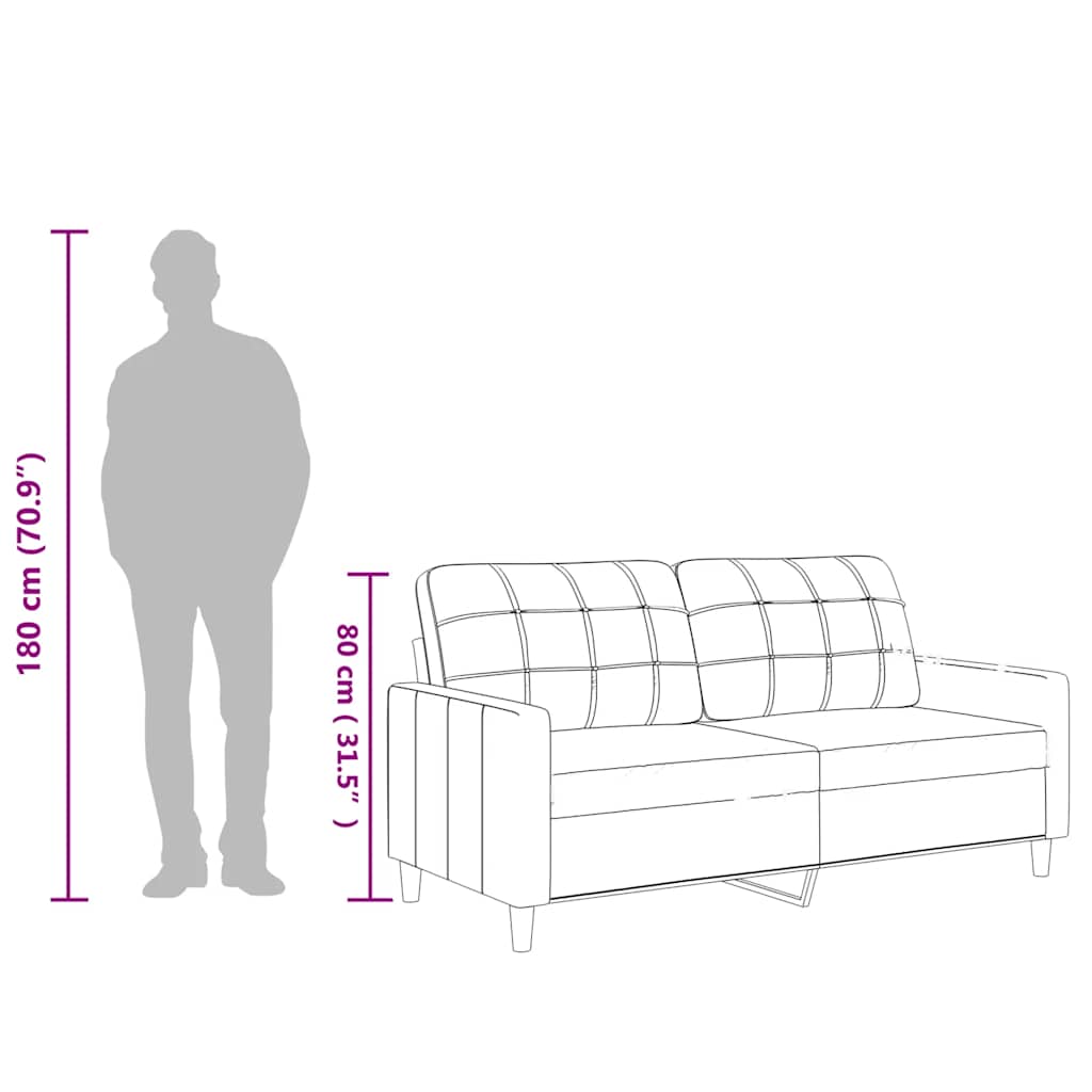 2-Sitzer-Sofa Grau 140 cm Kunstleder