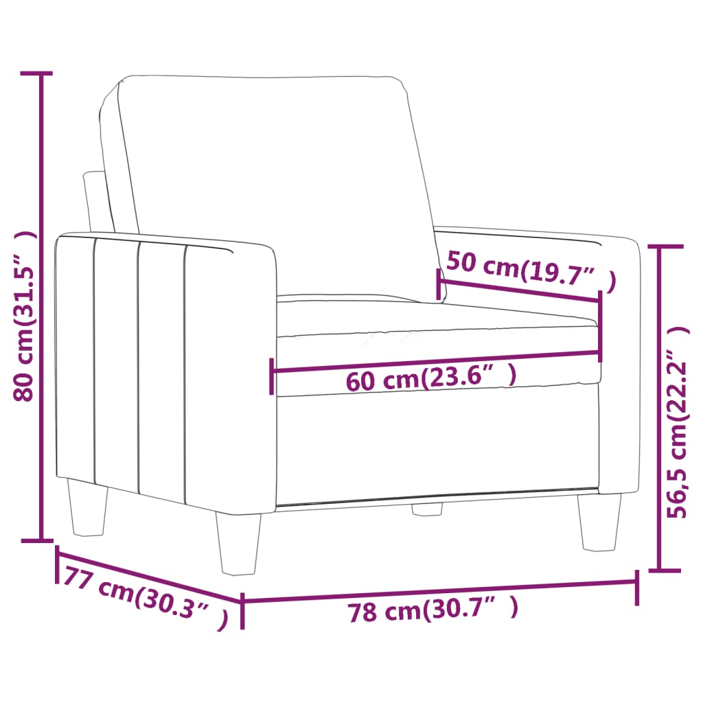 Fauteuil marron cappuccino 60 cm simili cuir