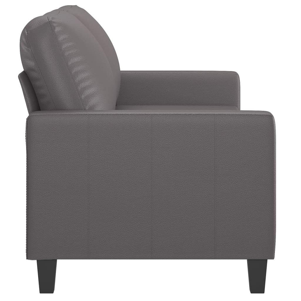 2-seater sofa grey 140 cm faux leather