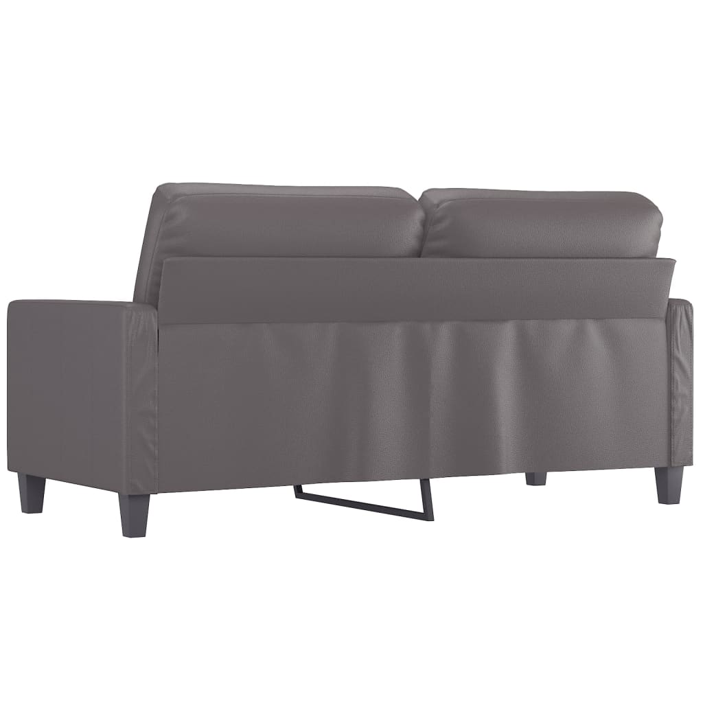 2-seater sofa grey 140 cm faux leather