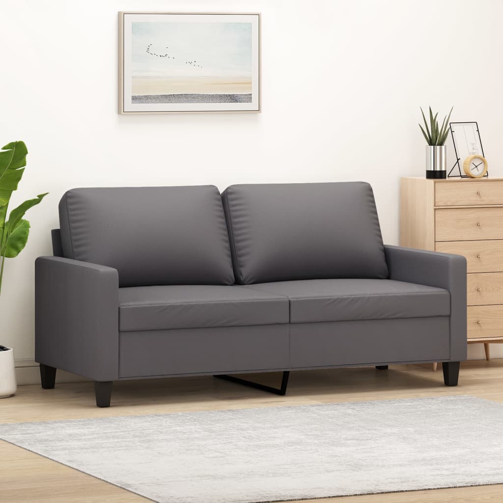 2-seater sofa grey 140 cm faux leather