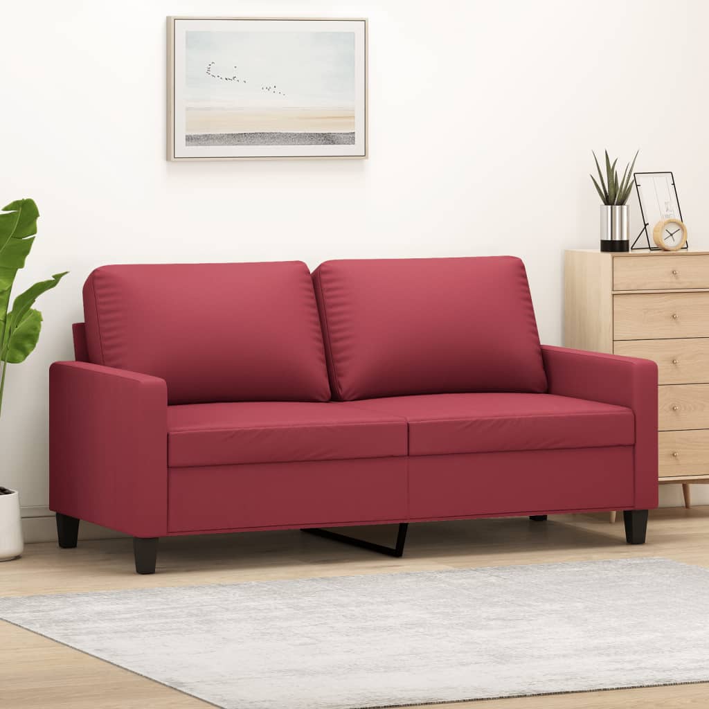 2-seater sofa wine red 140 cm artificial leather
