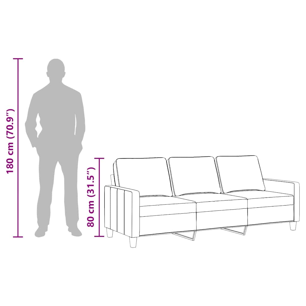 3-Sitzer-Sofa Creme 180 cm Stoff