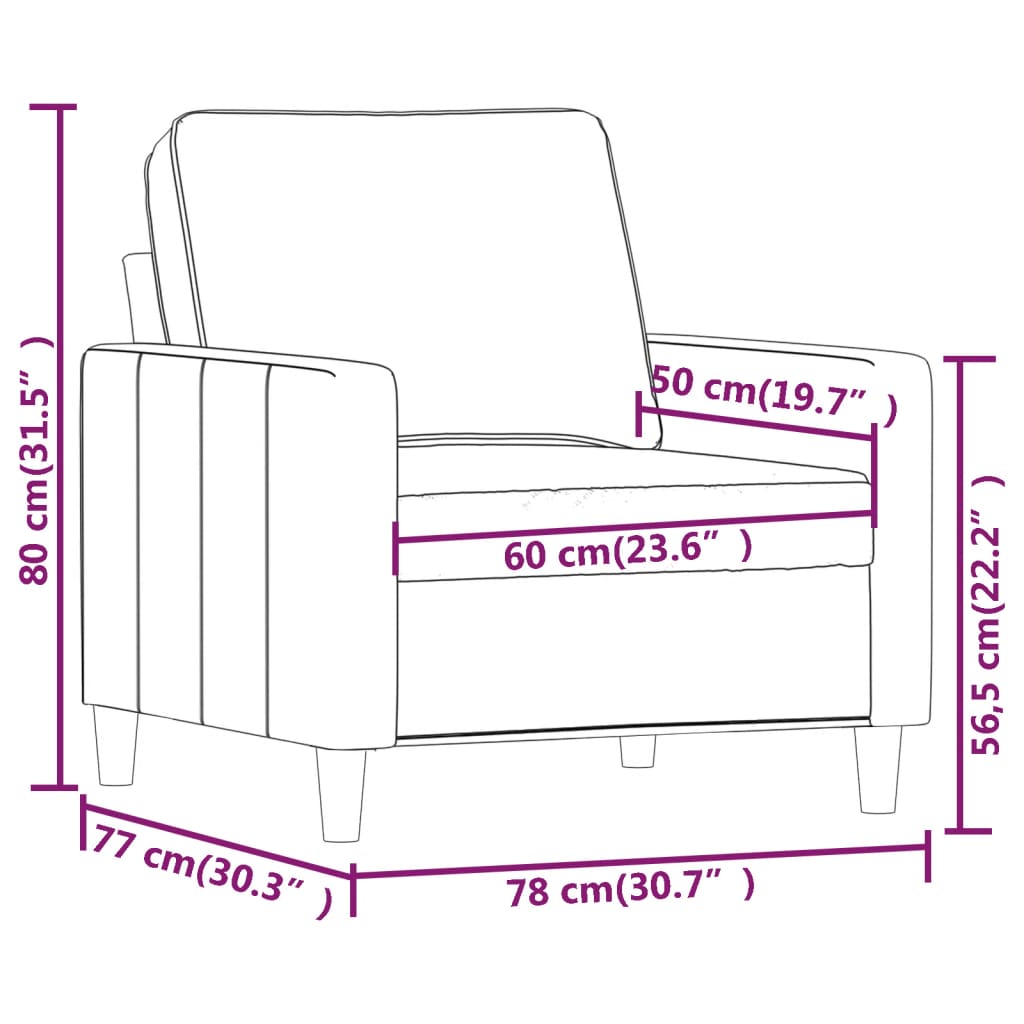 Sessel Schwarz 60 cm Samt