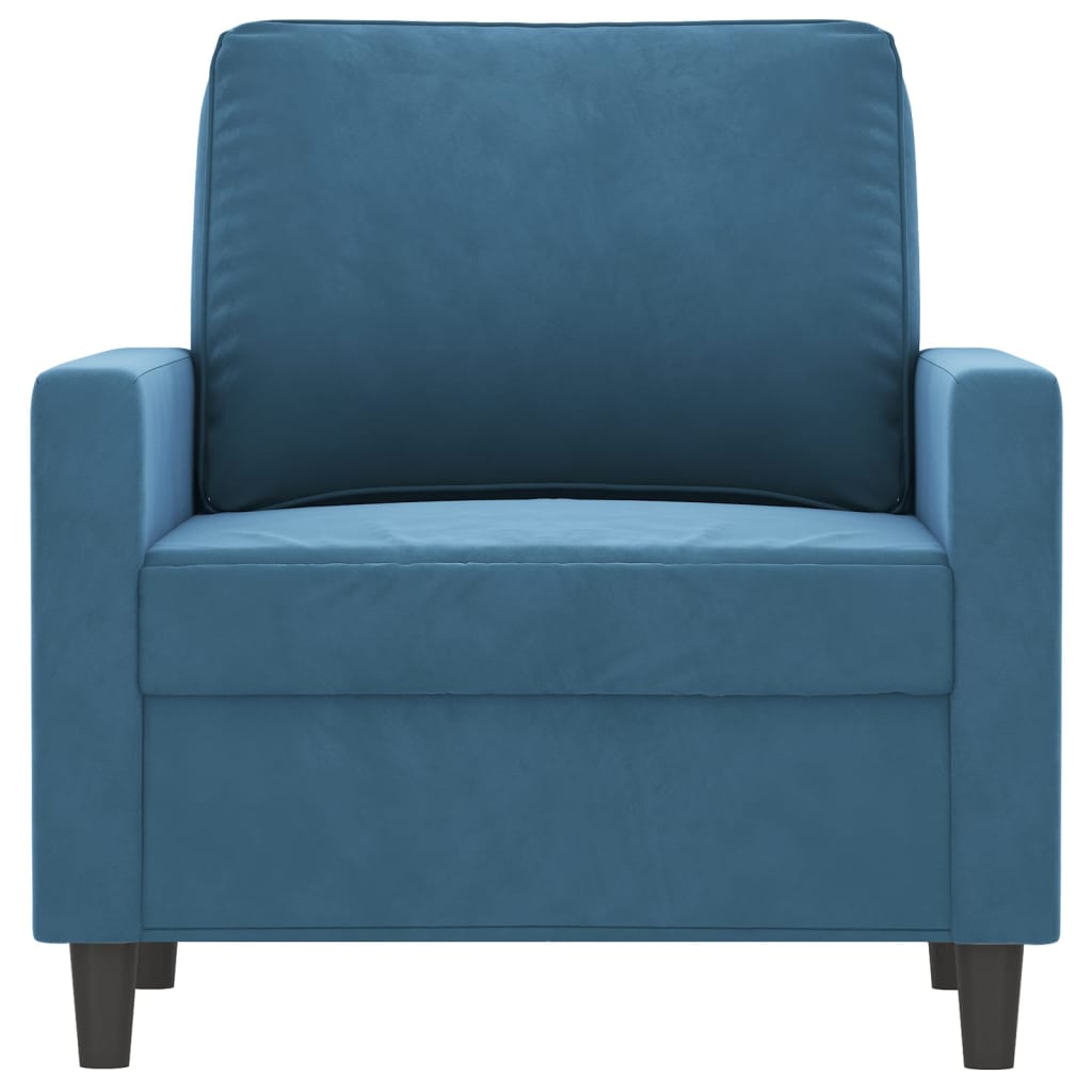 Fauteuil bleu 60 cm velours
