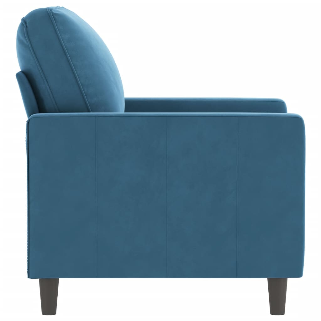 Fauteuil bleu 60 cm velours