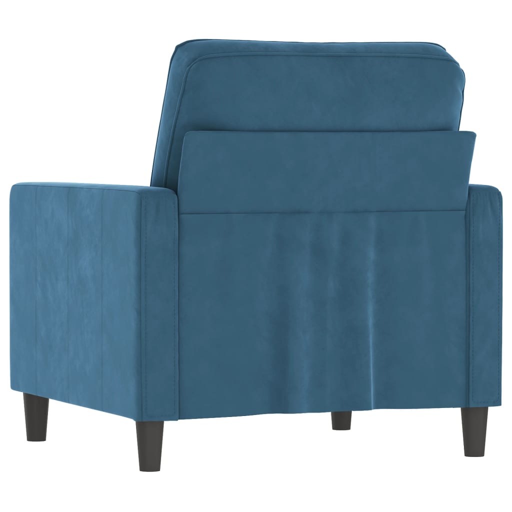 Fauteuil bleu 60 cm velours