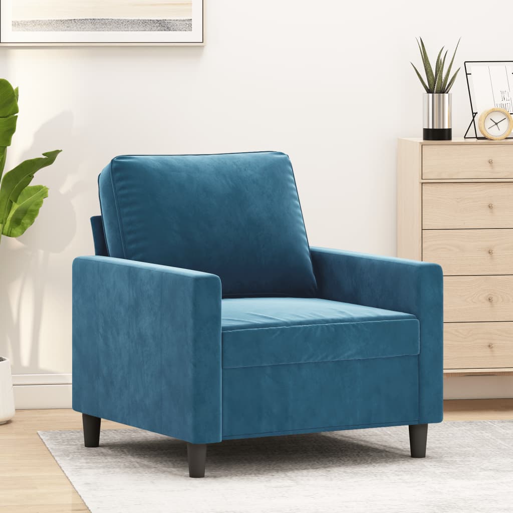 Fauteuil bleu 60 cm velours