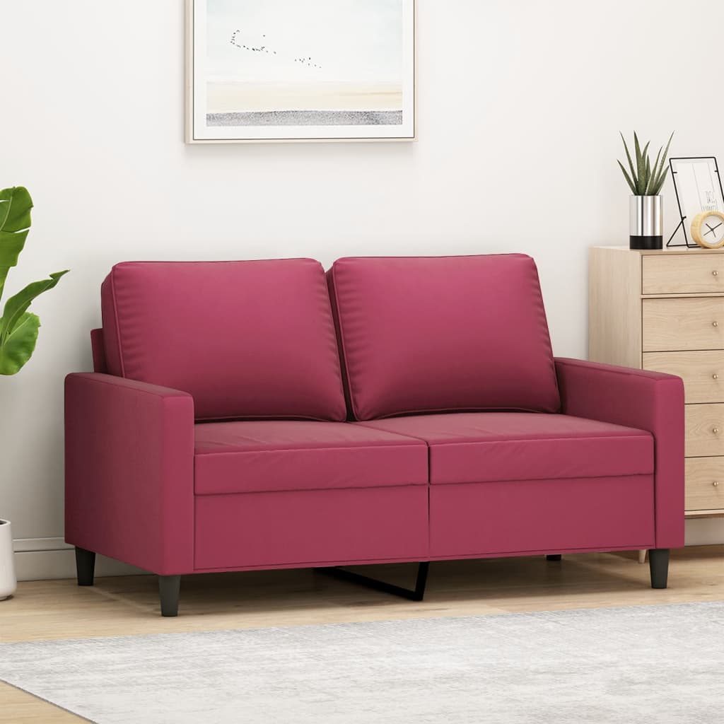 2-seater sofa wine red 120 cm velvet