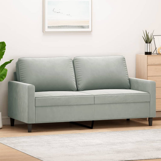 2-seater sofa light grey 140 cm velvet