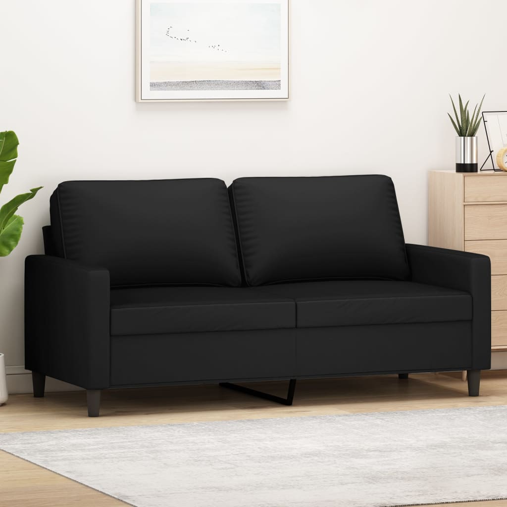 2-seater sofa black 140 cm velvet