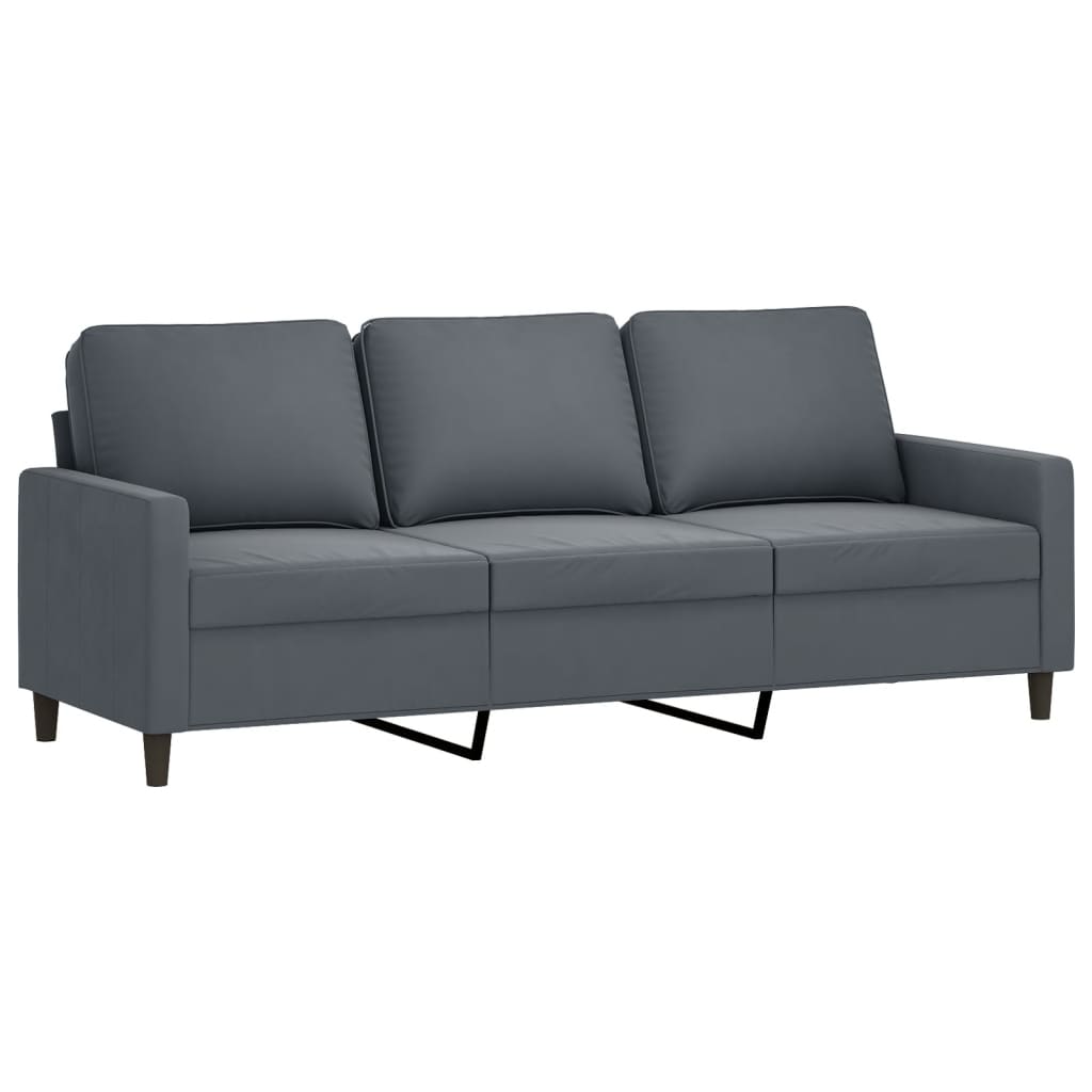 Canapé 3 places velours gris foncé 180 cm