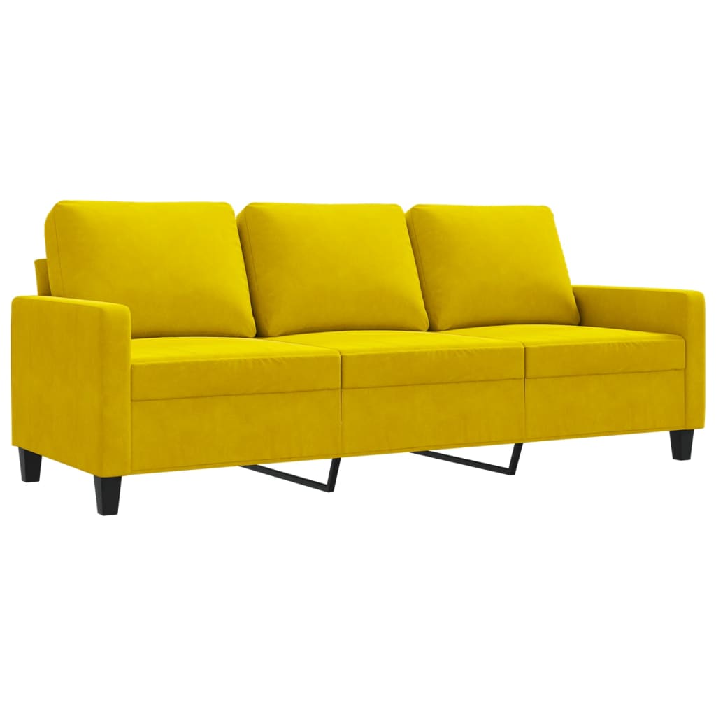 3-seater sofa yellow 180 cm velvet