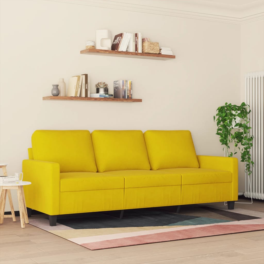 3-seater sofa yellow 180 cm velvet