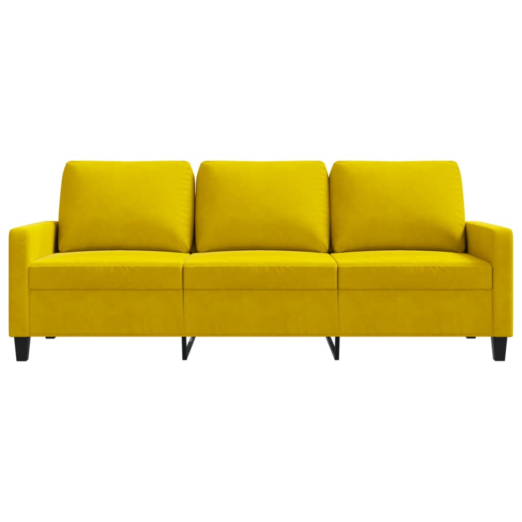 3-seater sofa yellow 180 cm velvet