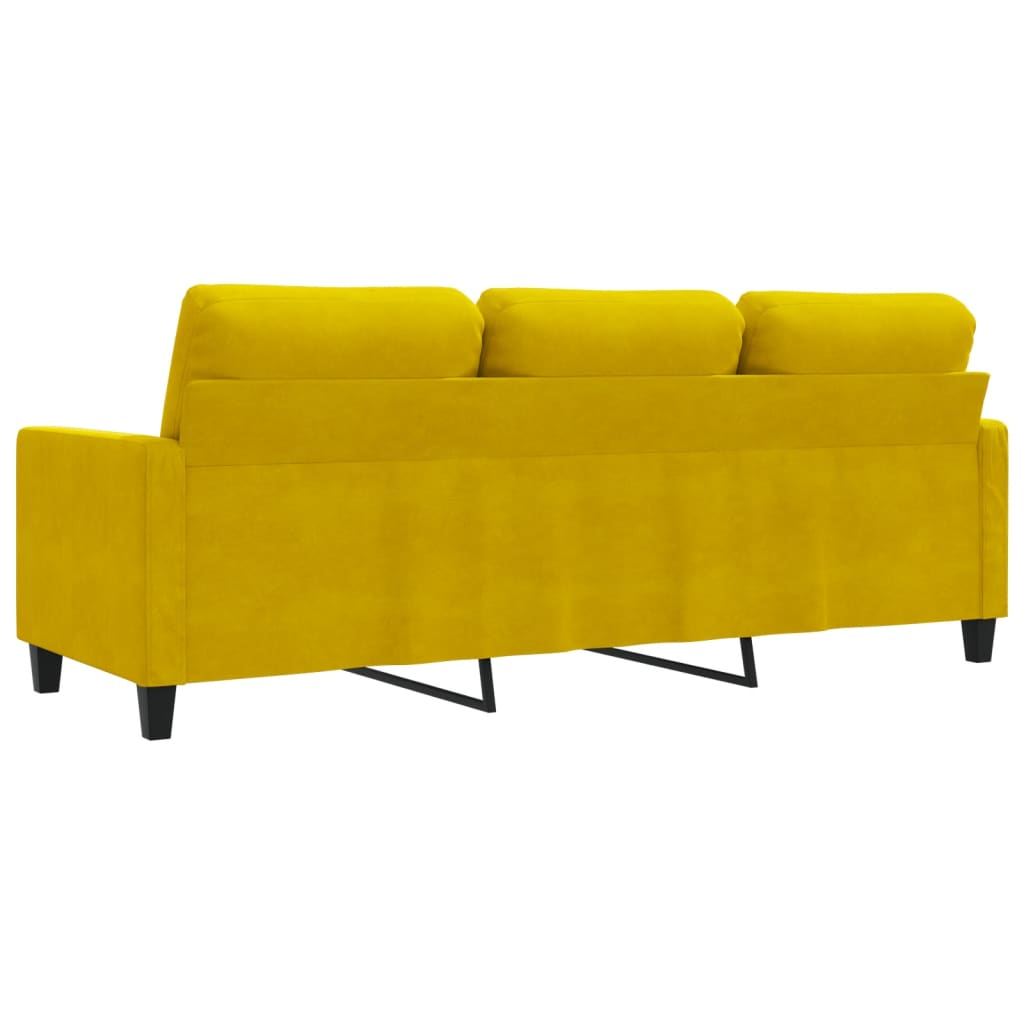 3-seater sofa yellow 180 cm velvet