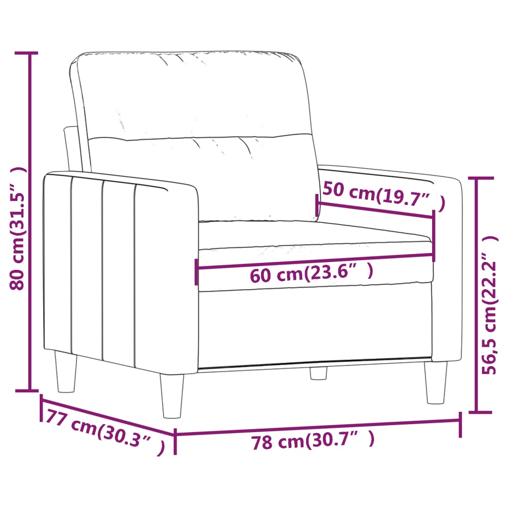 Canapé fauteuil tissu gris foncé 60 cm