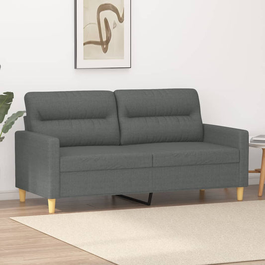 2-seater sofa dark grey 140 cm fabric