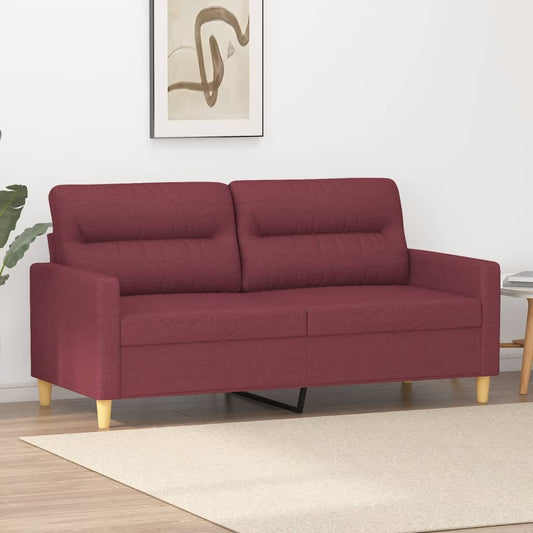 2-seater sofa wine red 140 cm fabric