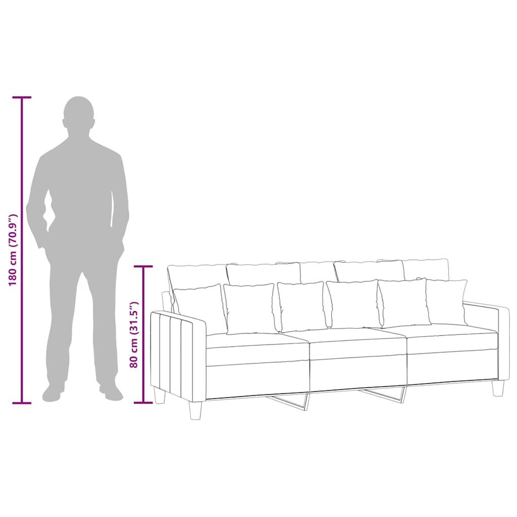 3-Sitzer-Sofa Hellgrau 180 cm Stoff