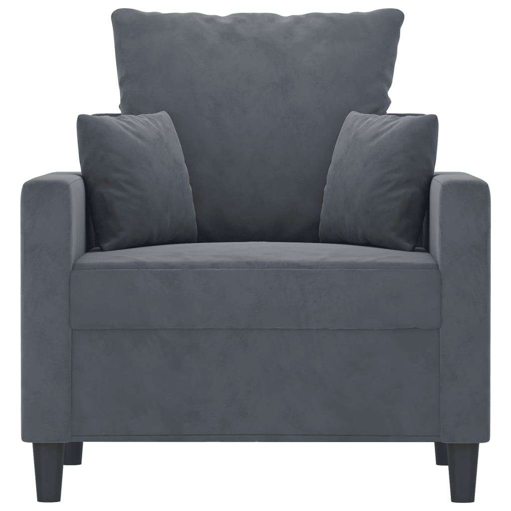 Fauteuil gris foncé 60 cm velours