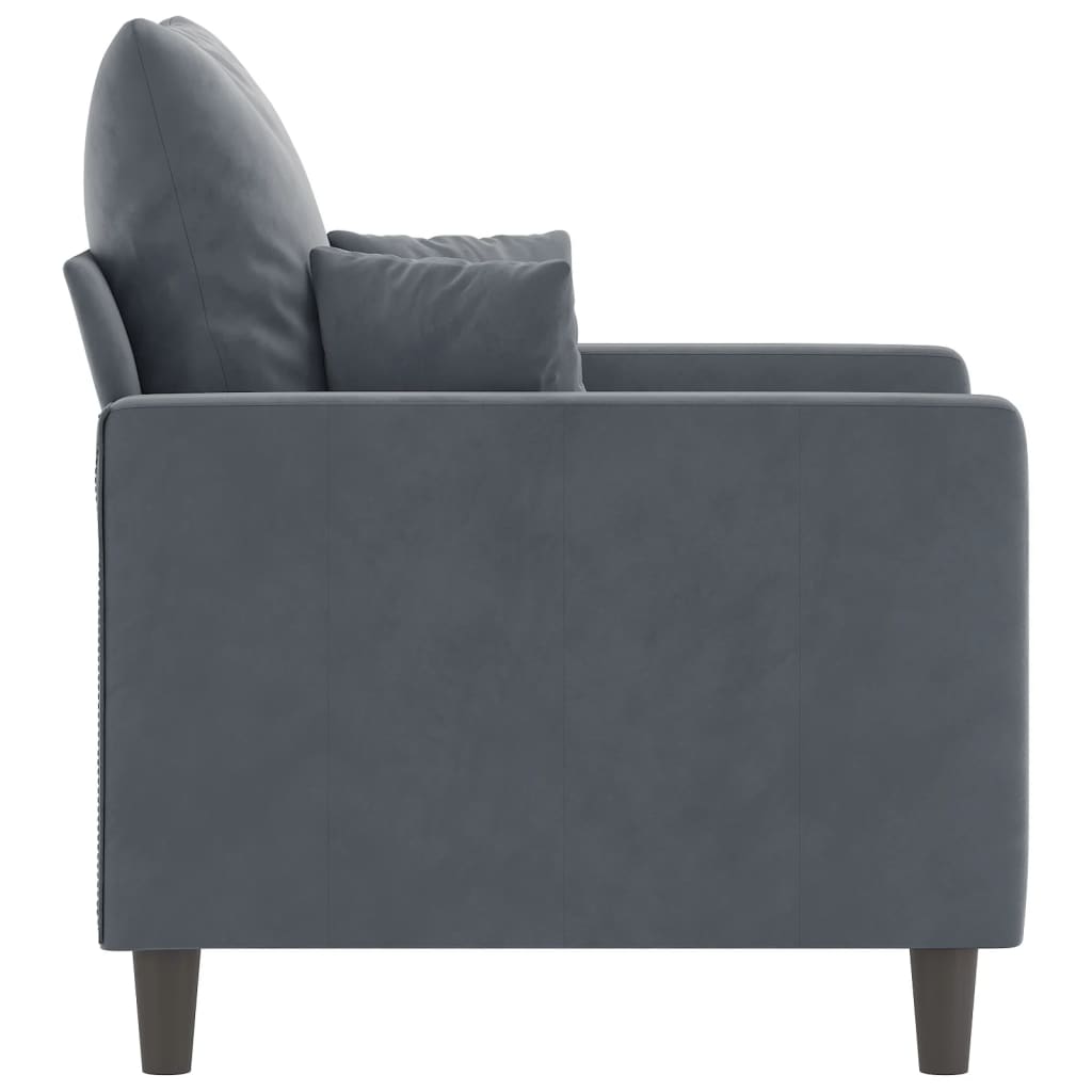 Fauteuil gris foncé 60 cm velours