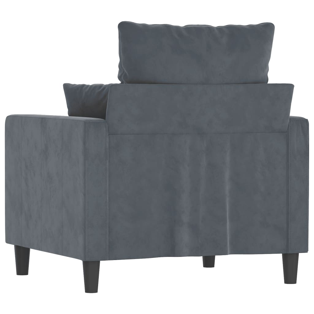 Fauteuil gris foncé 60 cm velours