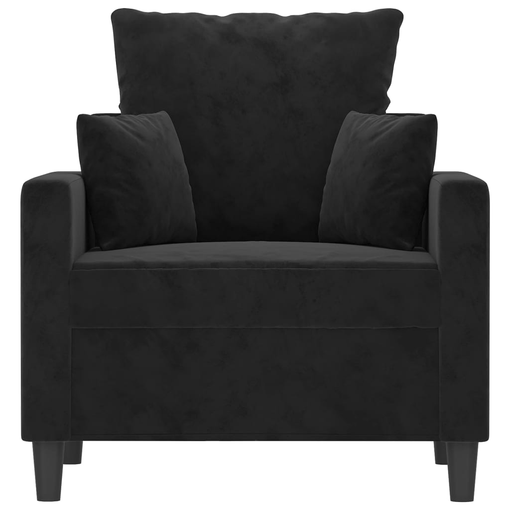 Fauteuil en velours noir 60 cm
