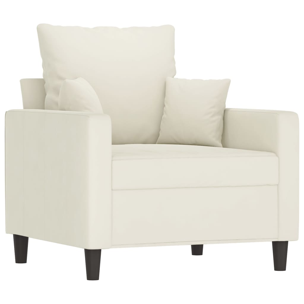 Fauteuil crème 60 cm velours