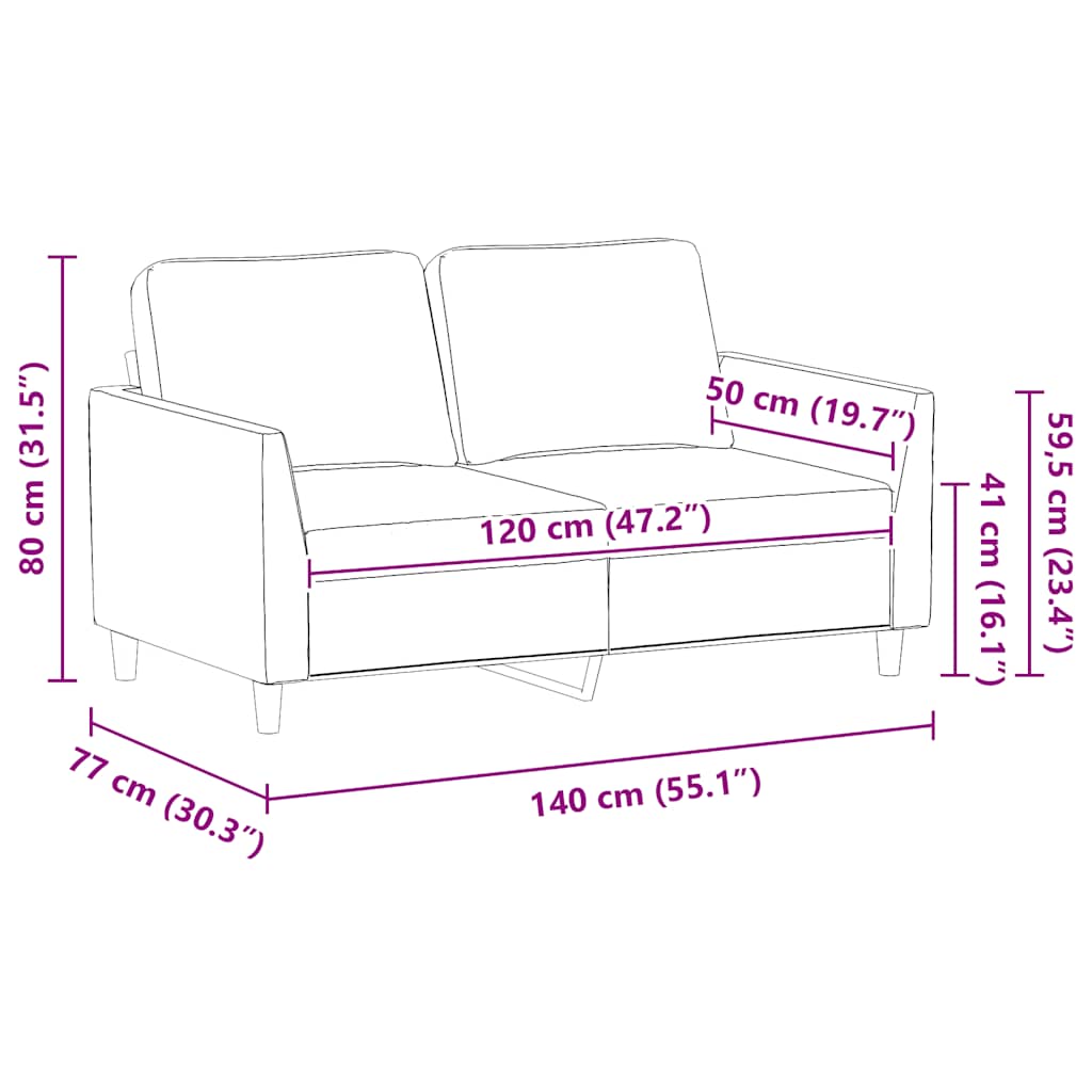 2-Sitzer-Sofa Cappuccino-Braun 120 cm Kunstleder