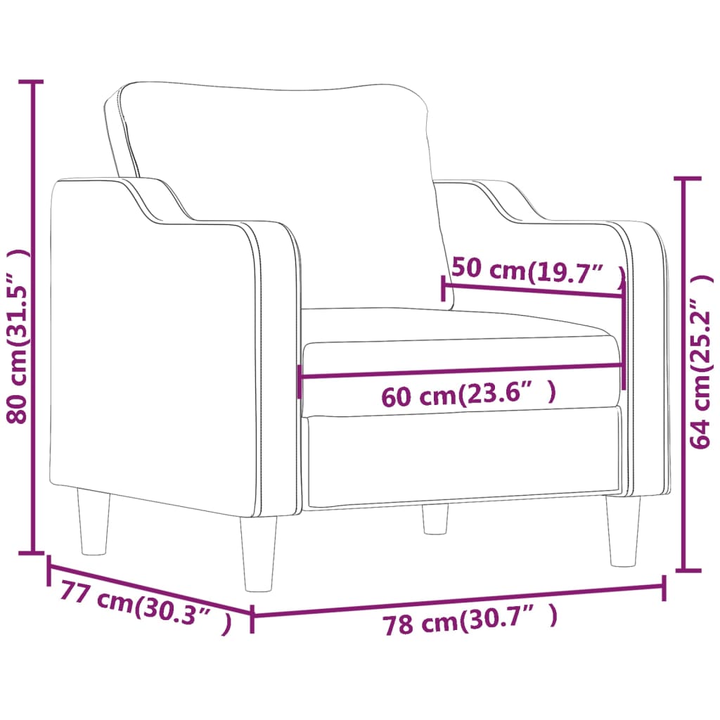 Fauteuil gris clair 60 cm tissu