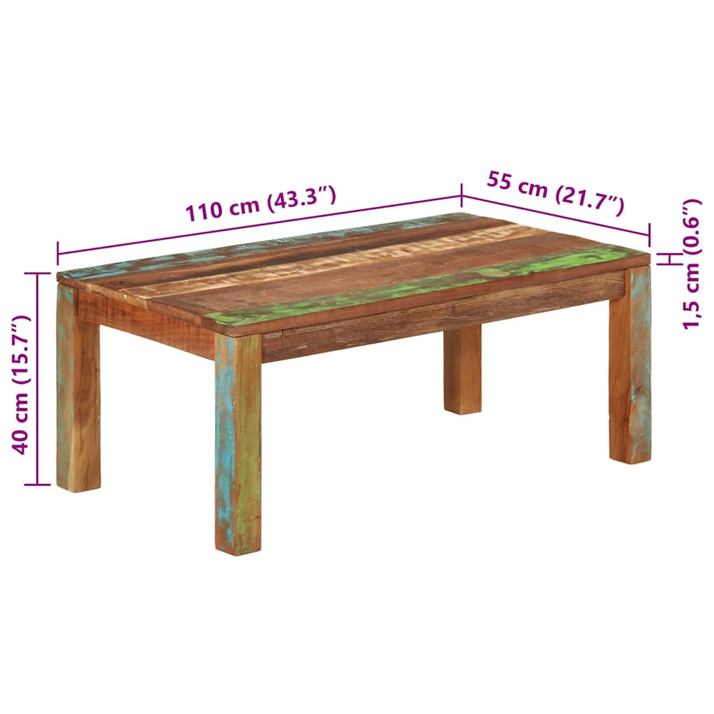 Couchtisch 110x55x40 cm Massives Altholz