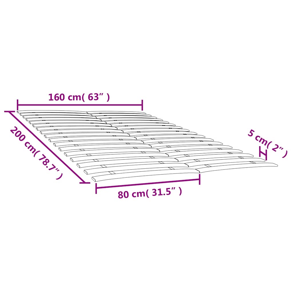 Ersatz-Lattenrost mit 34 Latten 2 Stk. 80x200 cm