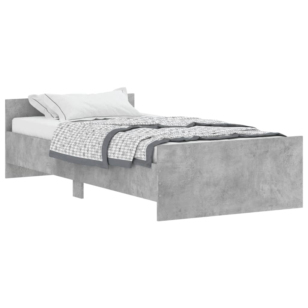 Bed frame concrete grey 90x200 cm wood material