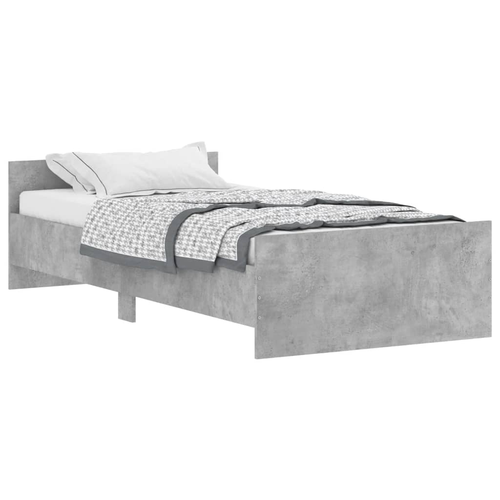 Bed frame concrete grey 100x200 cm wood material