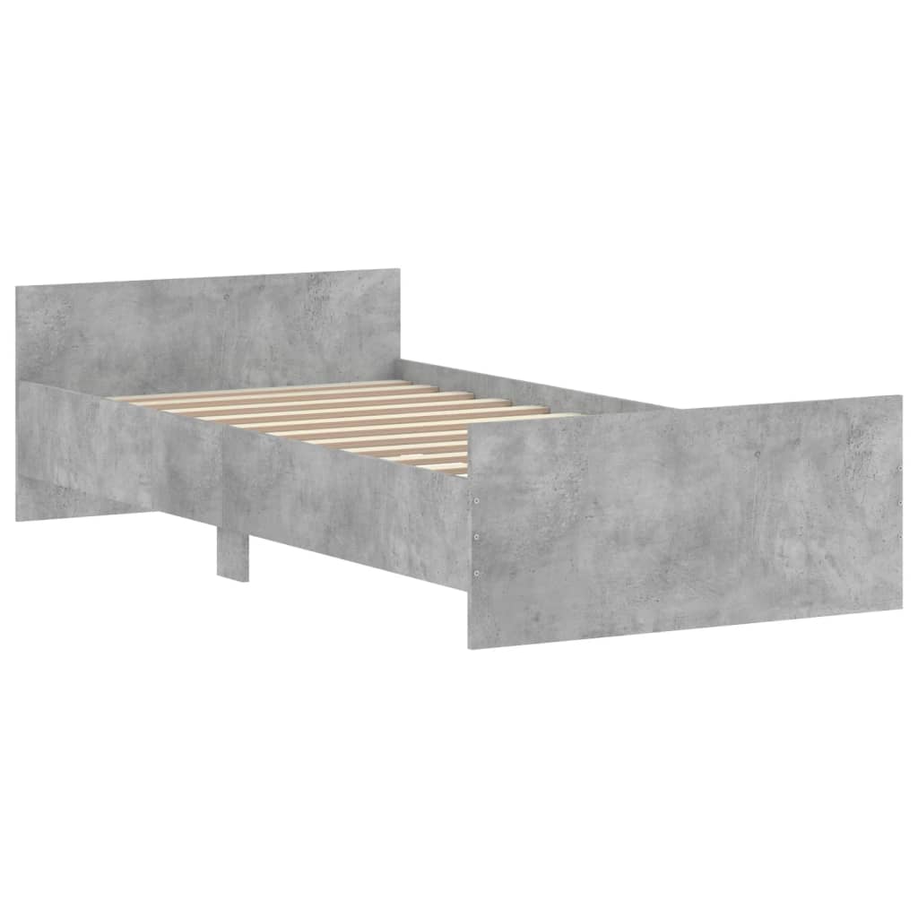 Bed frame concrete grey 100x200 cm wood material