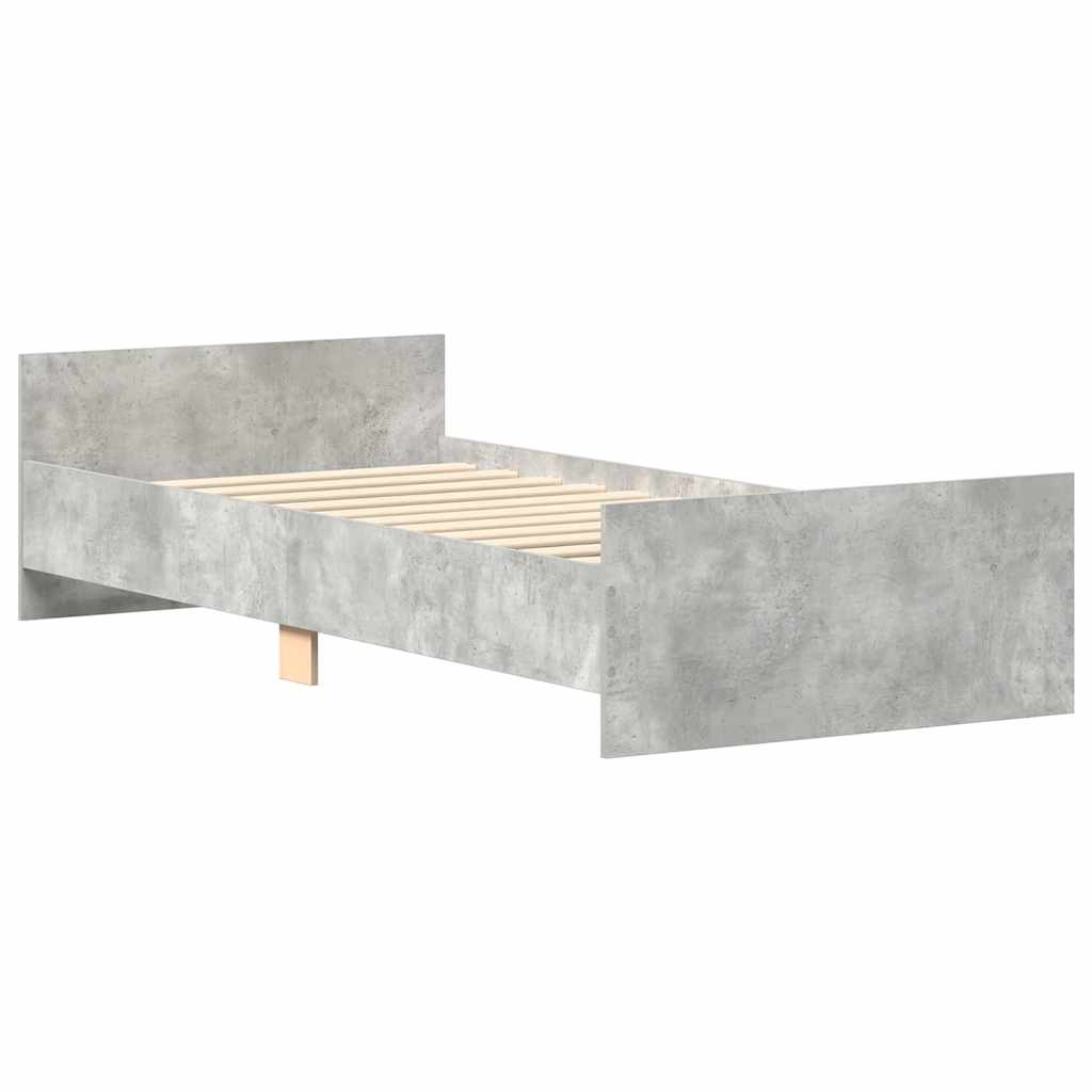 Bed frame concrete grey 100x200 cm wood material