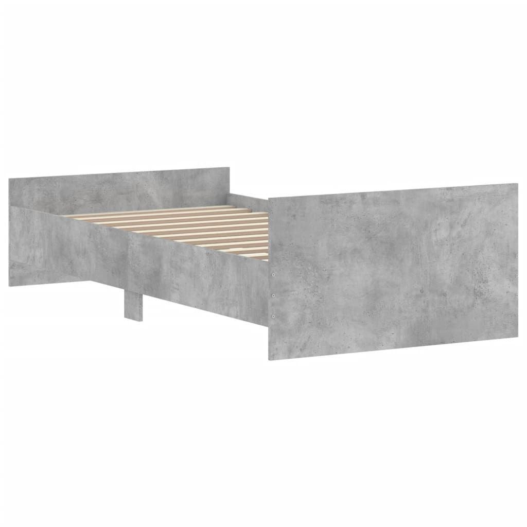 Bed frame concrete grey 100x200 cm wood material