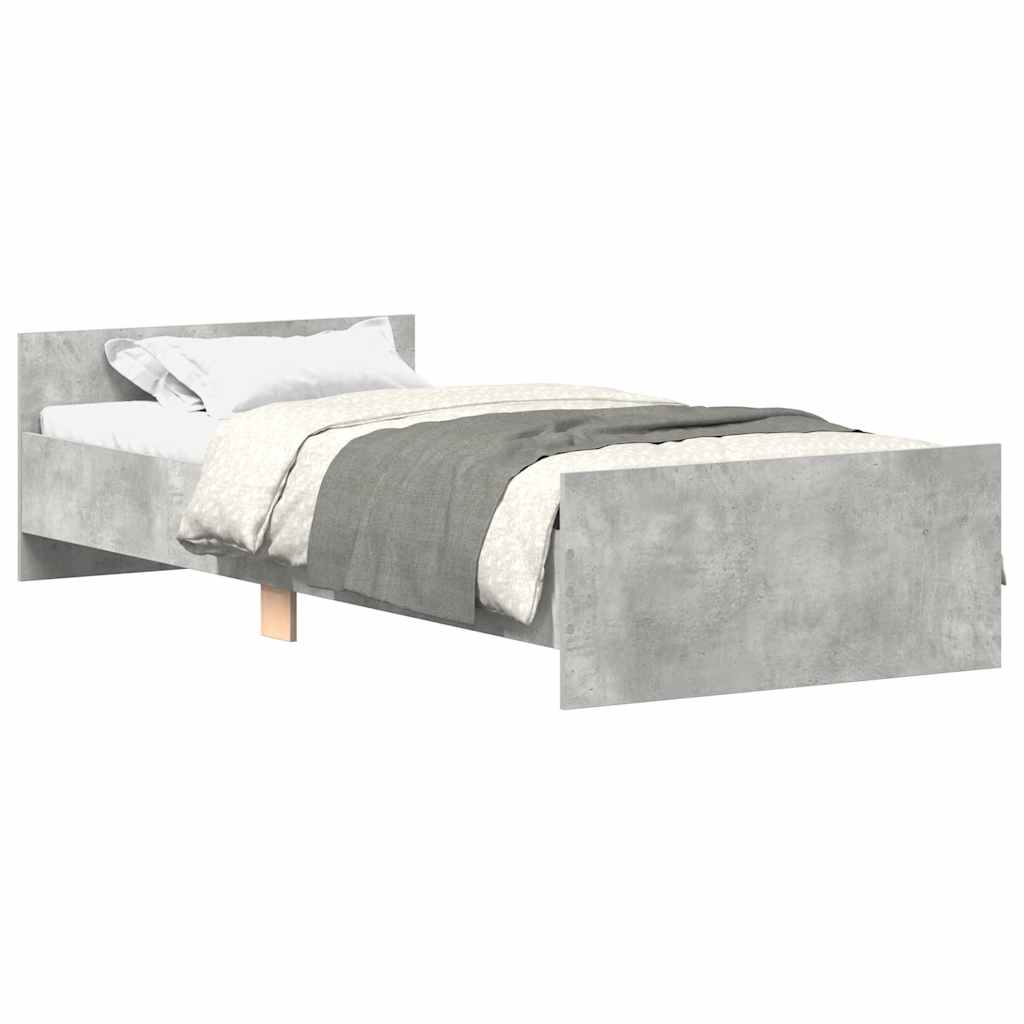 Bed frame concrete grey 90x190 cm wood material