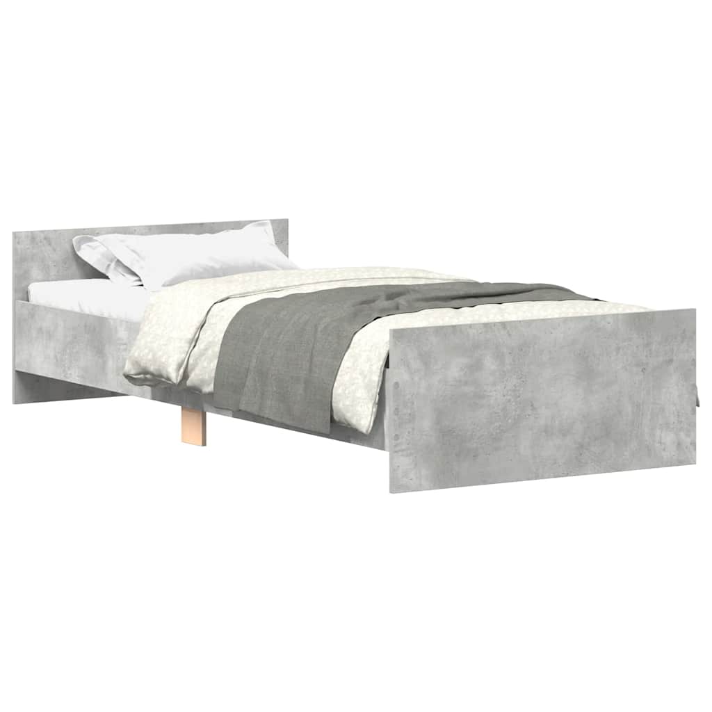 Bed frame concrete grey 75x190 cm wood material