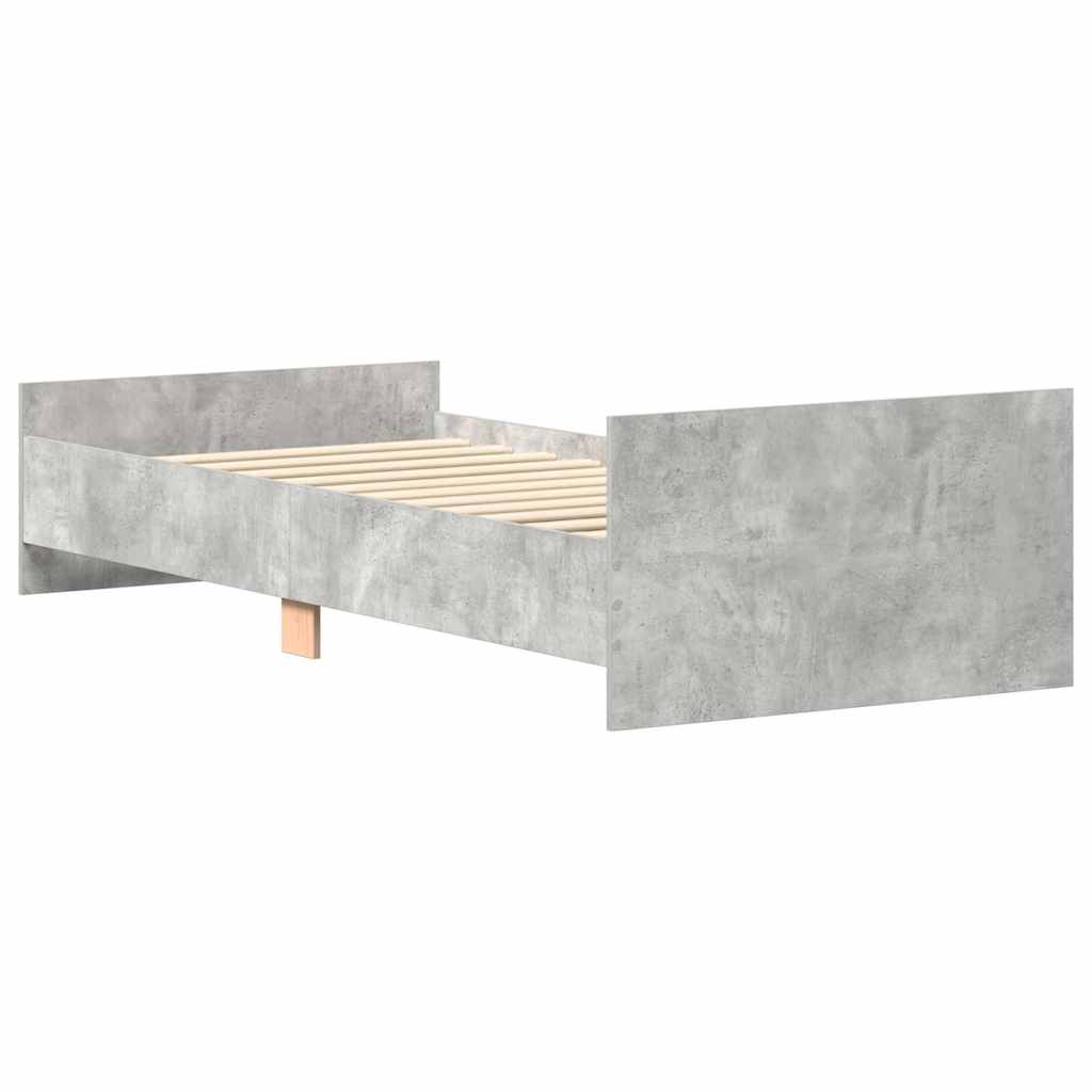 Bed frame concrete grey 75x190 cm wood material