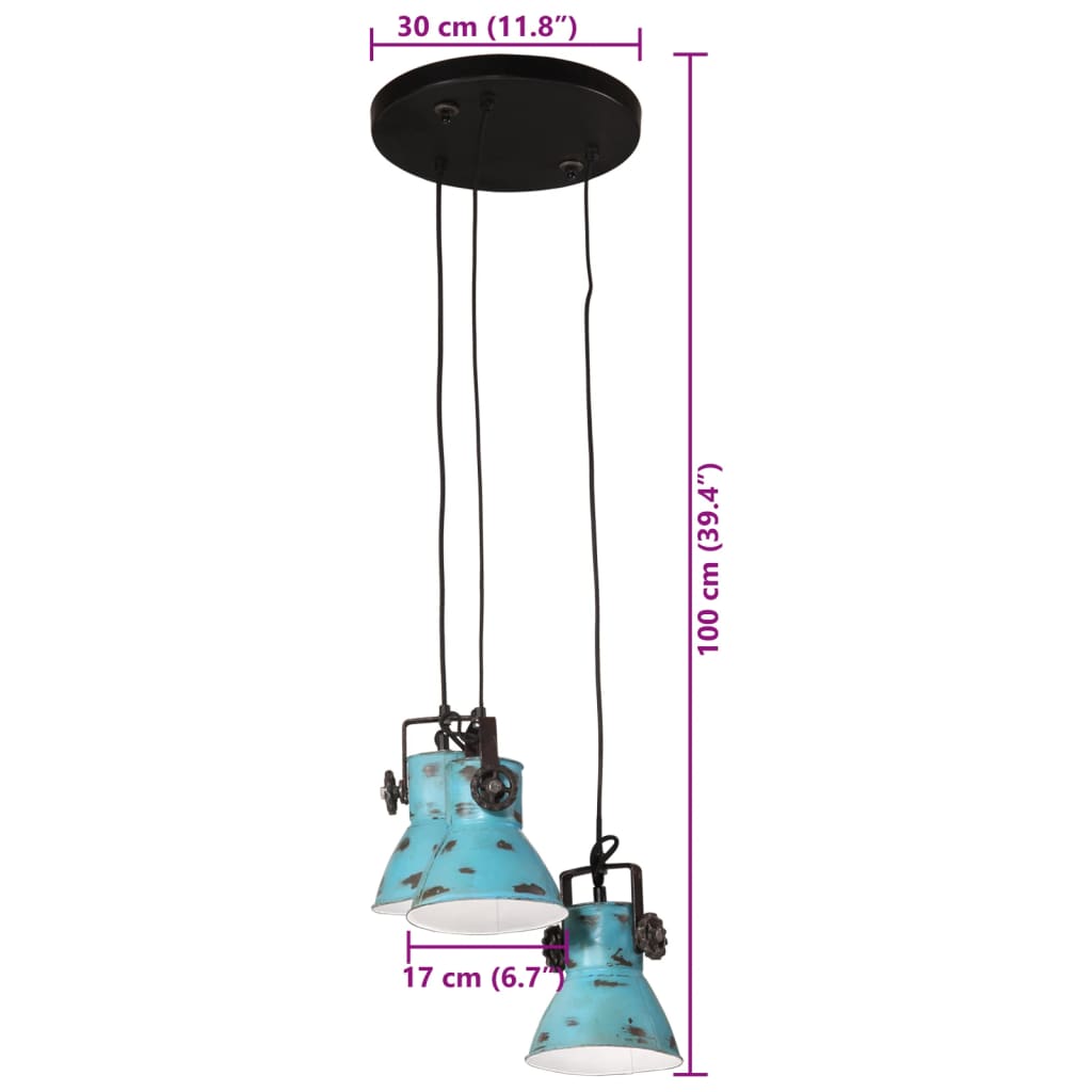 Hanging lamp 25 W blue 30x30x100 cm E27