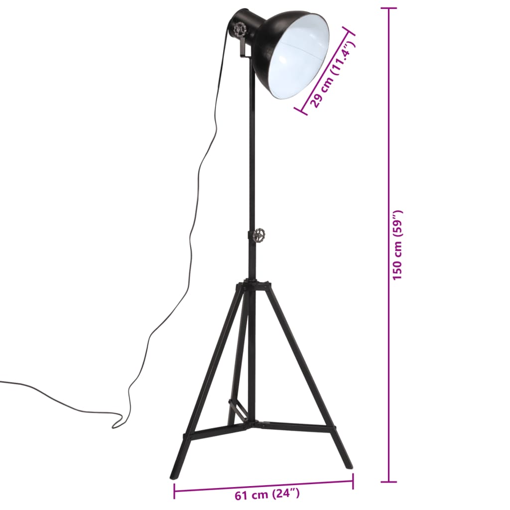 Floor Lamp 25 W Black 61x61x90/150 cm E27